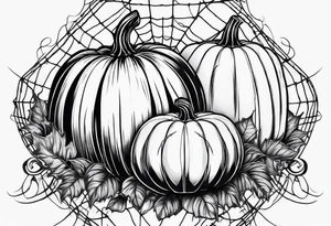 pumpkins with a spidernet in the background tattoo idea