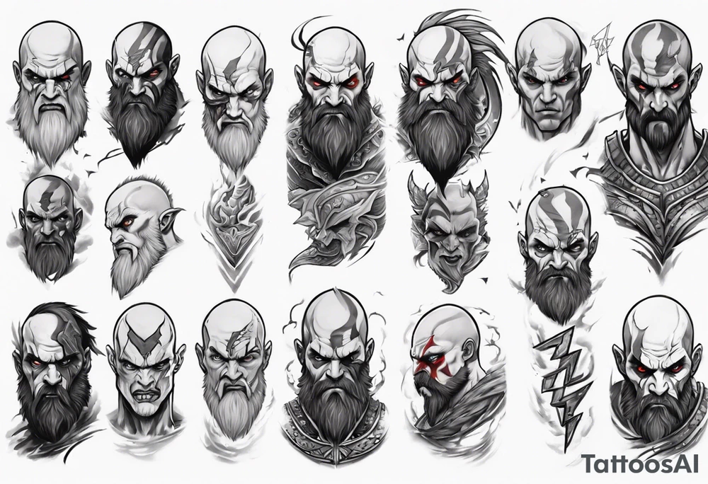 full arm sleeve tattoo
angry kratos from god of war
betrayal theme
clouds and thunder tattoo idea