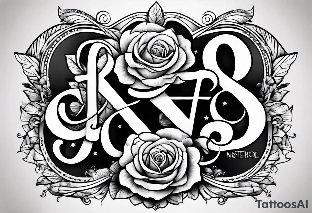 Name Anika Rose in vintage typography lettering tattoo idea