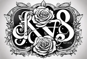 Name Anika Rose in vintage typography lettering tattoo idea