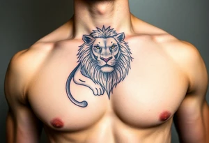 lion on one pec tattoo idea