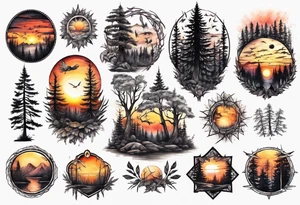 sunset in the forrest tattoo idea