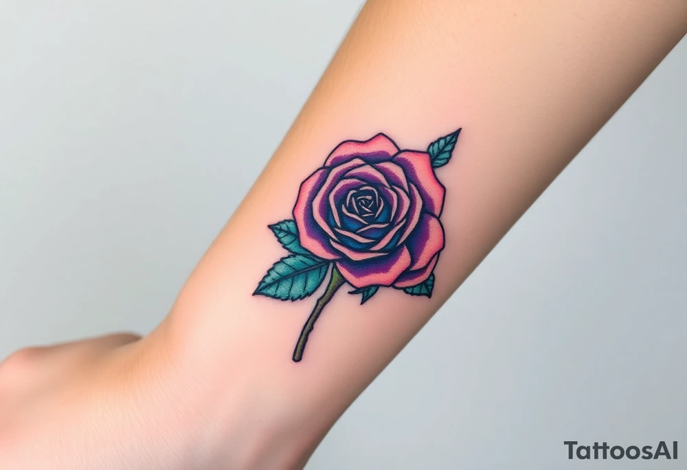 money rose hundreds tattoo in blue tattoo idea