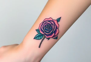 money rose hundreds tattoo in blue tattoo idea