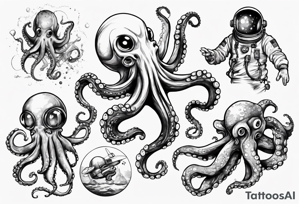 Octopus attacking an astronaut tattoo idea