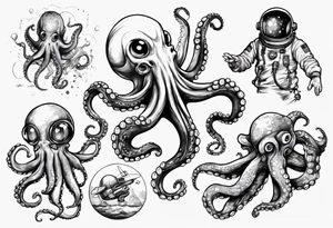 Octopus attacking an astronaut tattoo idea