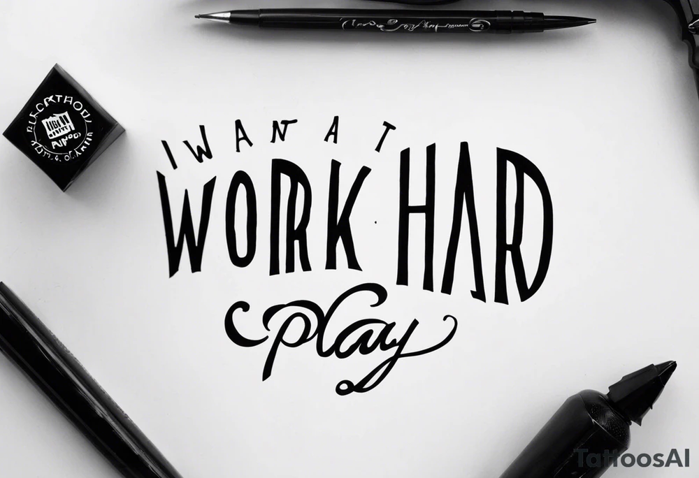 I want a tattoo with the words "work hard" and "play hard". tattoo idea
