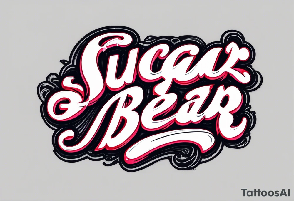 Sugar Bear in Italic Caligraphy script tattoo idea