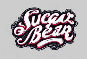 Sugar Bear in Italic Caligraphy script tattoo idea