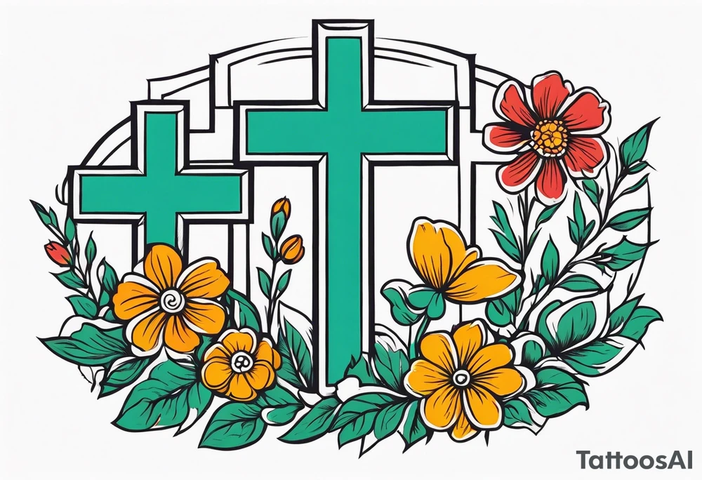 three crosses


vintage flowers
old school vintage simple traditional design 



bold color simple tattoo idea