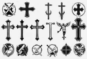 Memorai Hockey stick cross tattoo idea