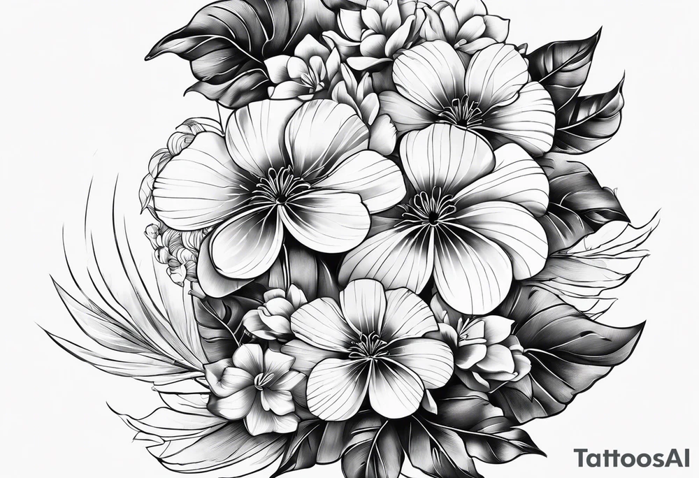 All Black Japanese fan with flowers tattoo idea