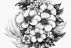 All Black Japanese fan with flowers tattoo idea