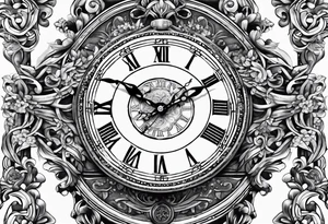 Greek god, clock, rosary tattoo idea