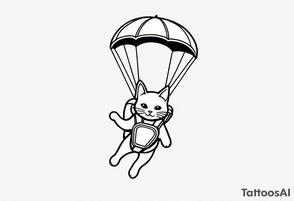 a cat parachuting after skydiving tattoo idea