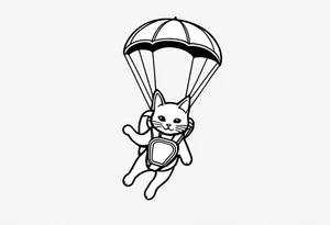 a cat parachuting after skydiving tattoo idea