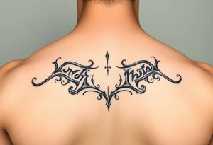 tribal open letter scroll tattoo idea