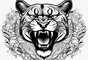 mountain lion face, teeth showing tattoo idea