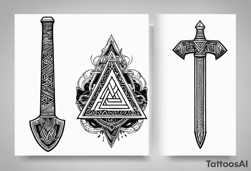 Valhalla 
valknut sword axe tattoo idea