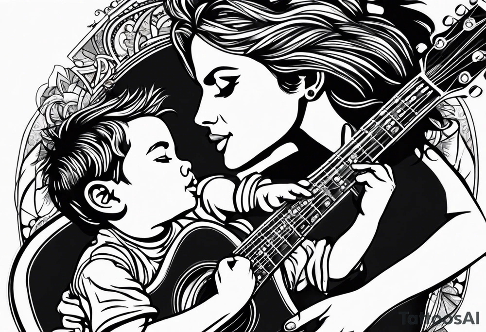 Father and child guitar tattoo idea
