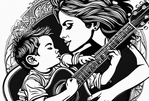 Father and child guitar tattoo idea