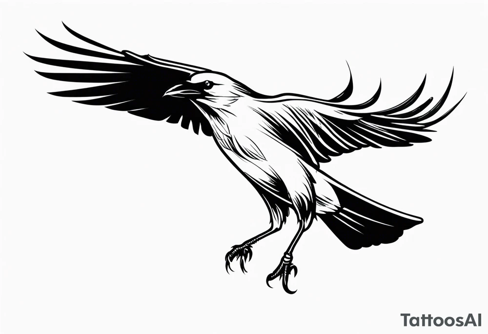 Crow gliding in air tattoo idea
