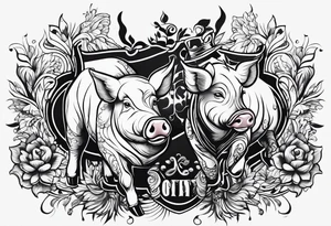 pig, cow, chicken and human handprints tattoo idea