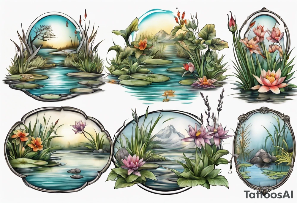 still water scene of pond tattoo idea
