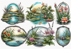 still water scene of pond tattoo idea