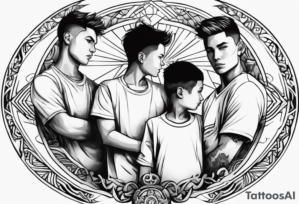 Use the word resilience and represent 2 boys and 1 mom tattoo idea