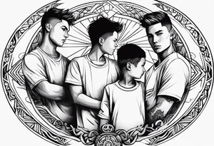 Use the word resilience and represent 2 boys and 1 mom tattoo idea