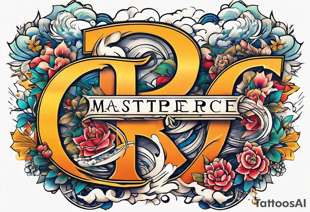 The letters AR together with the words always ready going down the side of the letters tattoo idea