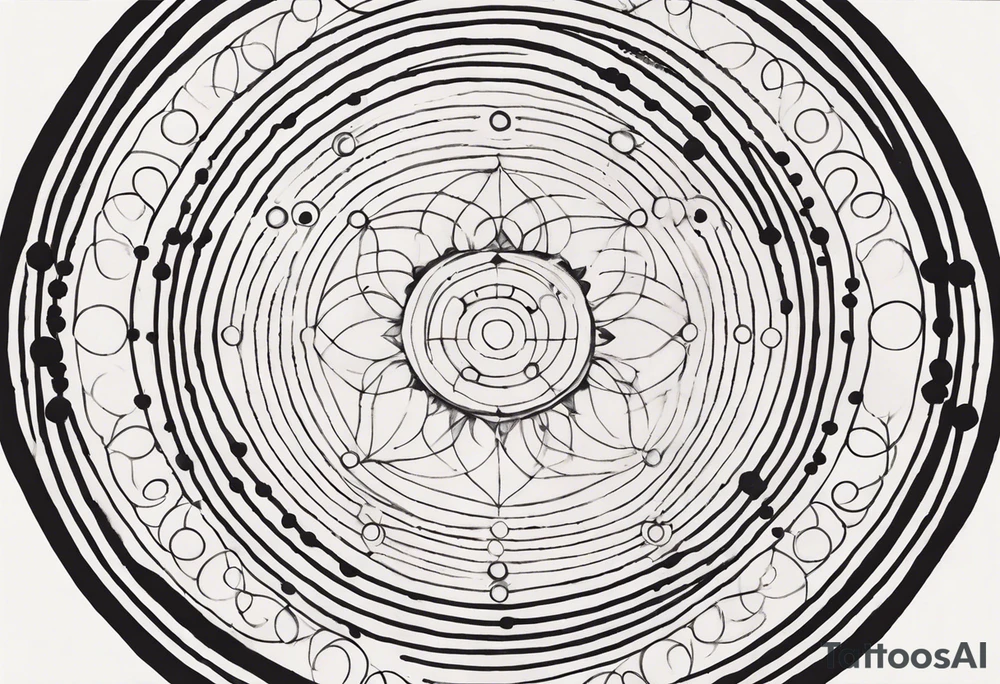 spiritual design made of black dots and circles tattoo idea