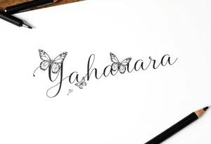 Name YAHANARA with butterflies tattoo idea