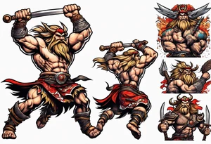 leaping barbarian tattoo idea