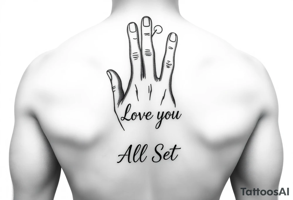 Hand signing I love you with the words All Set tattoo idea