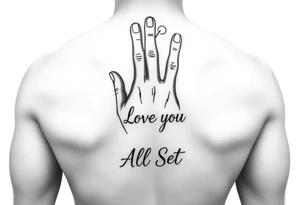 Hand signing I love you with the words All Set tattoo idea