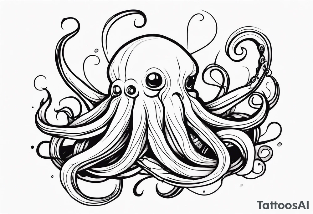 Water line with kraken tentacles coming out tattoo idea