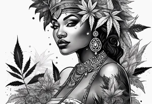Black Goddess of marijuana tattoo idea