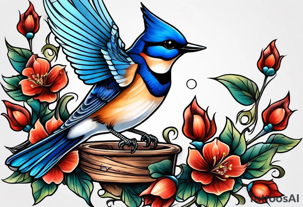 Swallow birds and blue jays flying tattoo idea