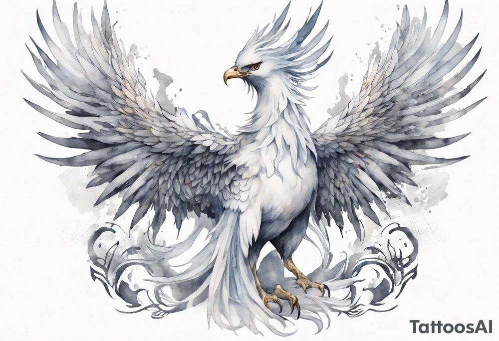 a white phoenix wearing an iron crown tattoo idea
