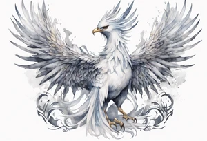 a white phoenix wearing an iron crown tattoo idea