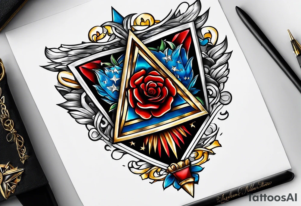 Triangle flag memorial flag box tattoo idea