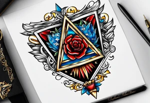 Triangle flag memorial flag box tattoo idea
