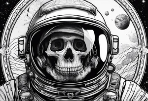 astronaut with a skelletal face tattoo idea