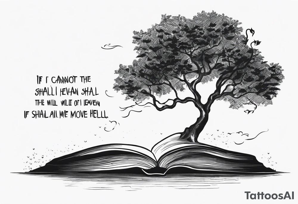 Serpent in a tree
with the quote “ if I cannot bed the will of heaven, then I shall move hell” tattoo idea