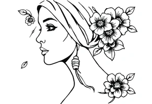 traditonal lady with head scarf with flowers tattoo idea