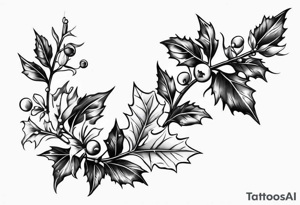 holly berry stalk tattoo idea
