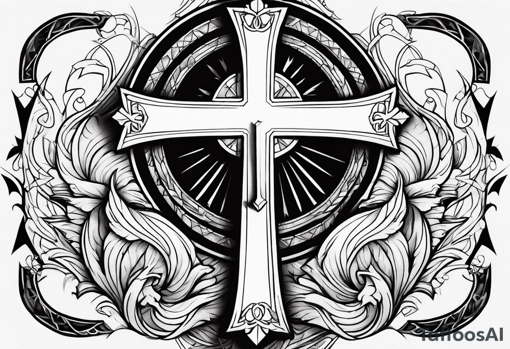 a cross on my forearm, half demon half angel tattoo idea