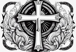 a cross on my forearm, half demon half angel tattoo idea